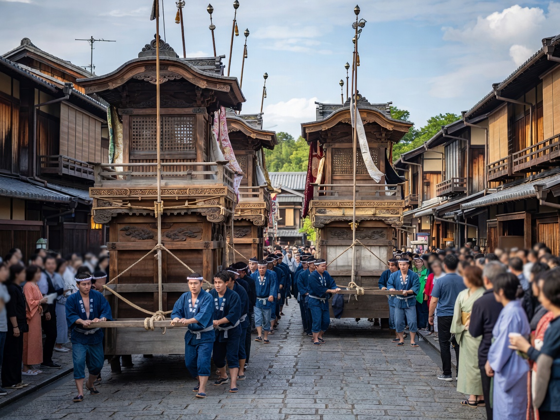 Kyoto historic float procession during Gion Matsuri